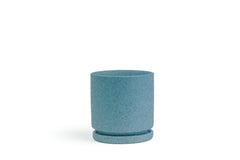 4.5" Textured Antique Teal Gemstone Cylinder Pot